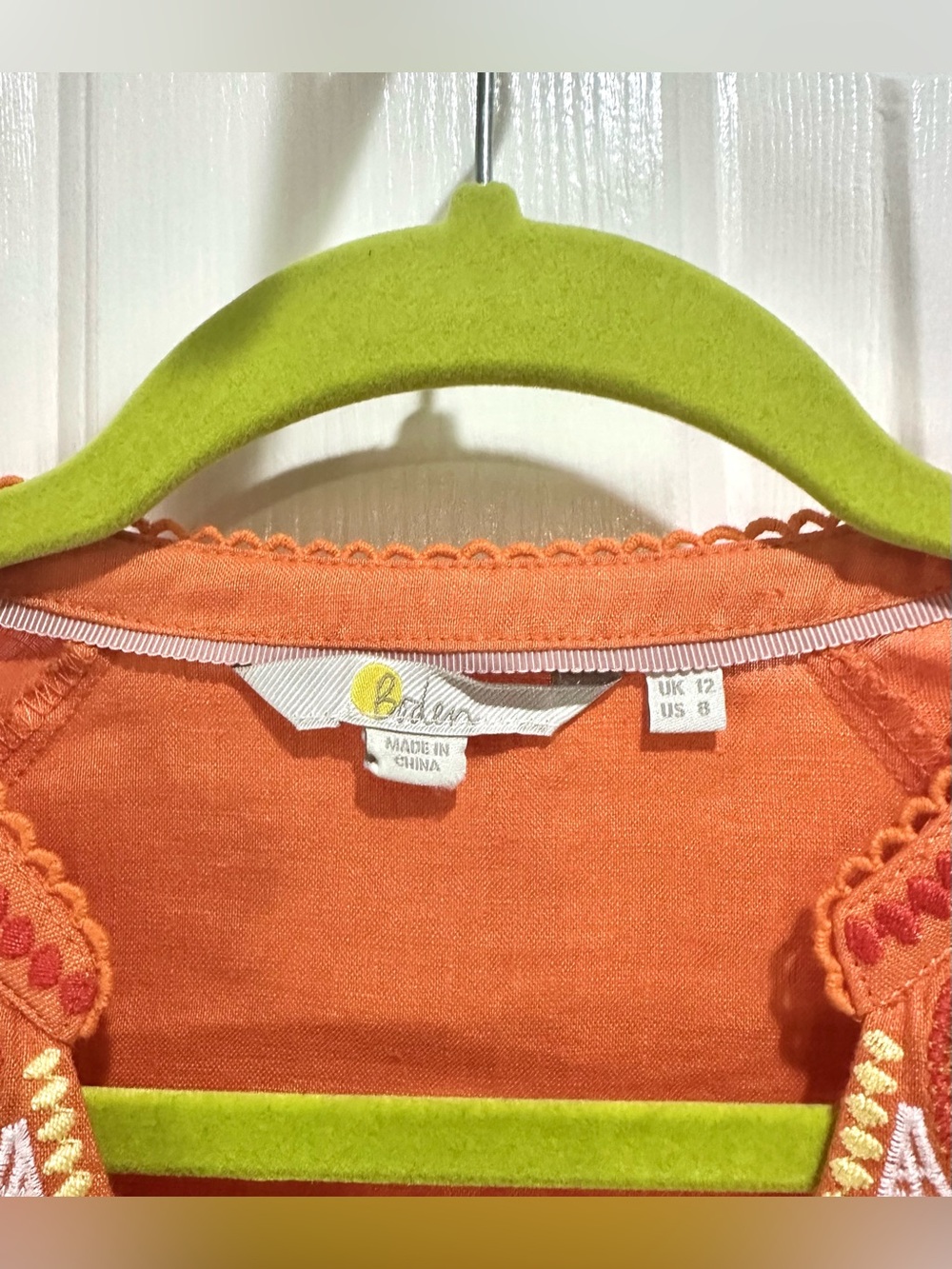 Boden Orange Embroidered V-Neck Tunic - Picture 3 of 4